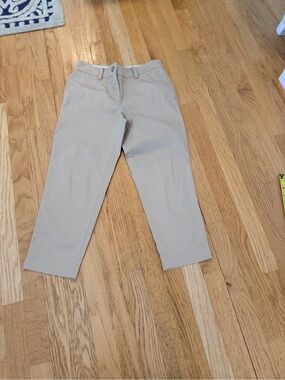 Ladies Size OP "Talbots" White with Black Polka Dot Waistband Pants GUC